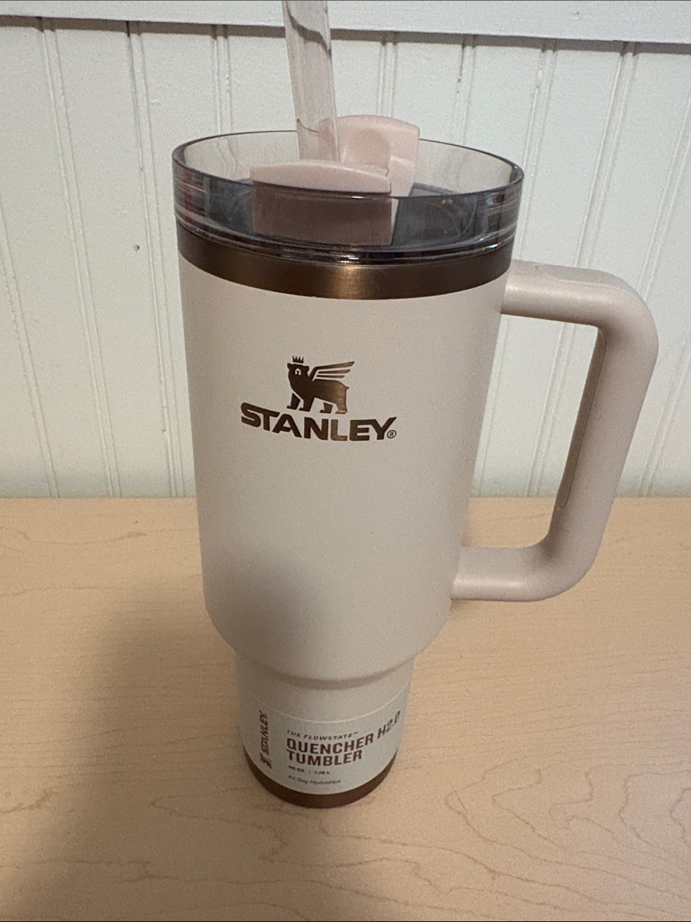 BN 40oz Stanley Quencher H2.0 Tumbler with Rose-Gold Trim